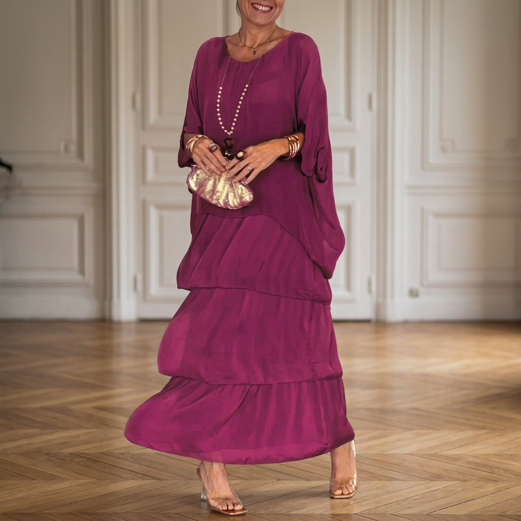 Carlena | Elegancka sukienka damska maxi z falbanami – lekka i stylowa na lato