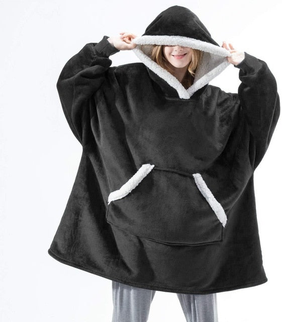 Carlena | Oversize bluza koc premium z kapturem i miękkim sherpa