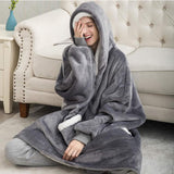 Carlena | Oversize bluza koc premium z kapturem i miękkim sherpa