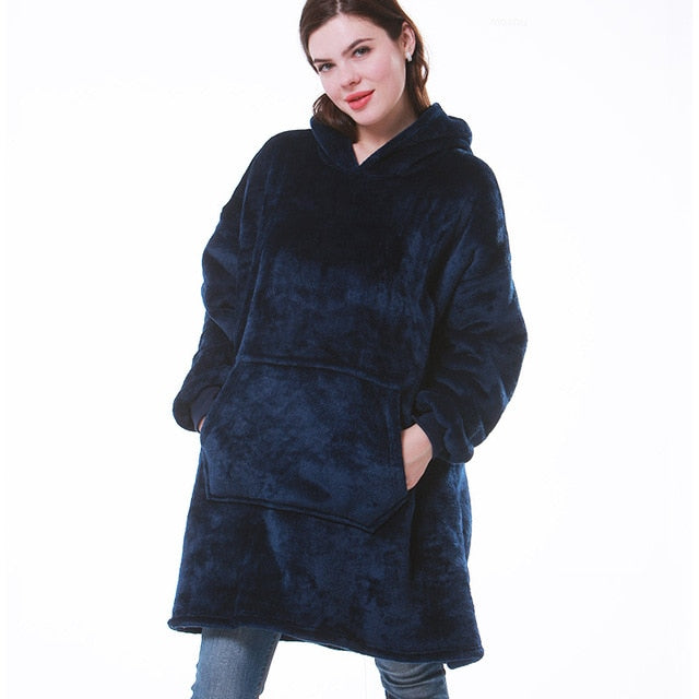 Carlena | Oversize bluza koc premium z kapturem i miękkim sherpa