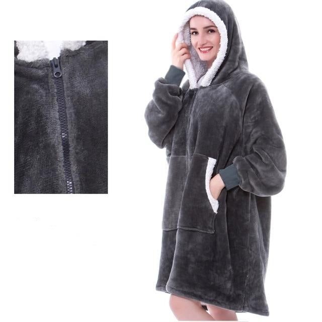 Carlena | Oversize bluza koc premium z kapturem i miękkim sherpa