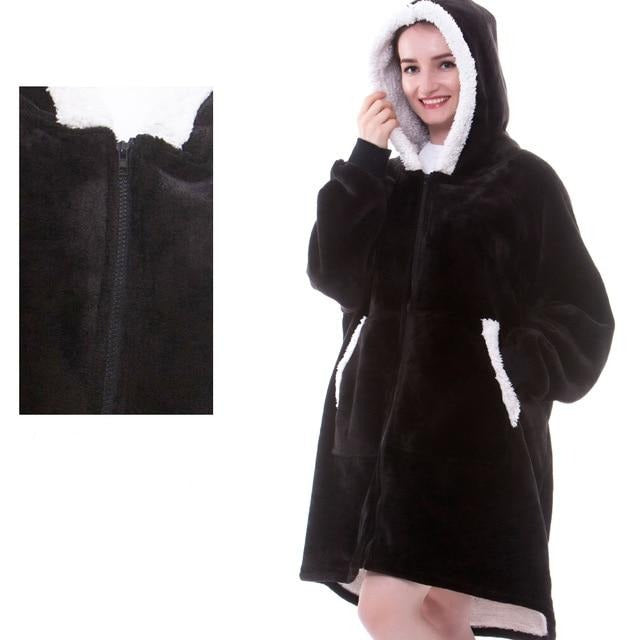 Carlena | Oversize bluza koc premium z kapturem i miękkim sherpa