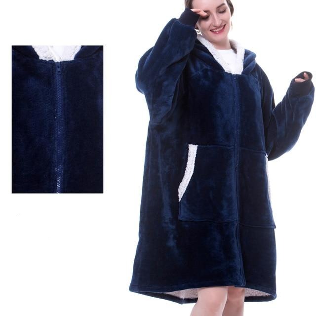 Carlena | Oversize bluza koc premium z kapturem i miękkim sherpa