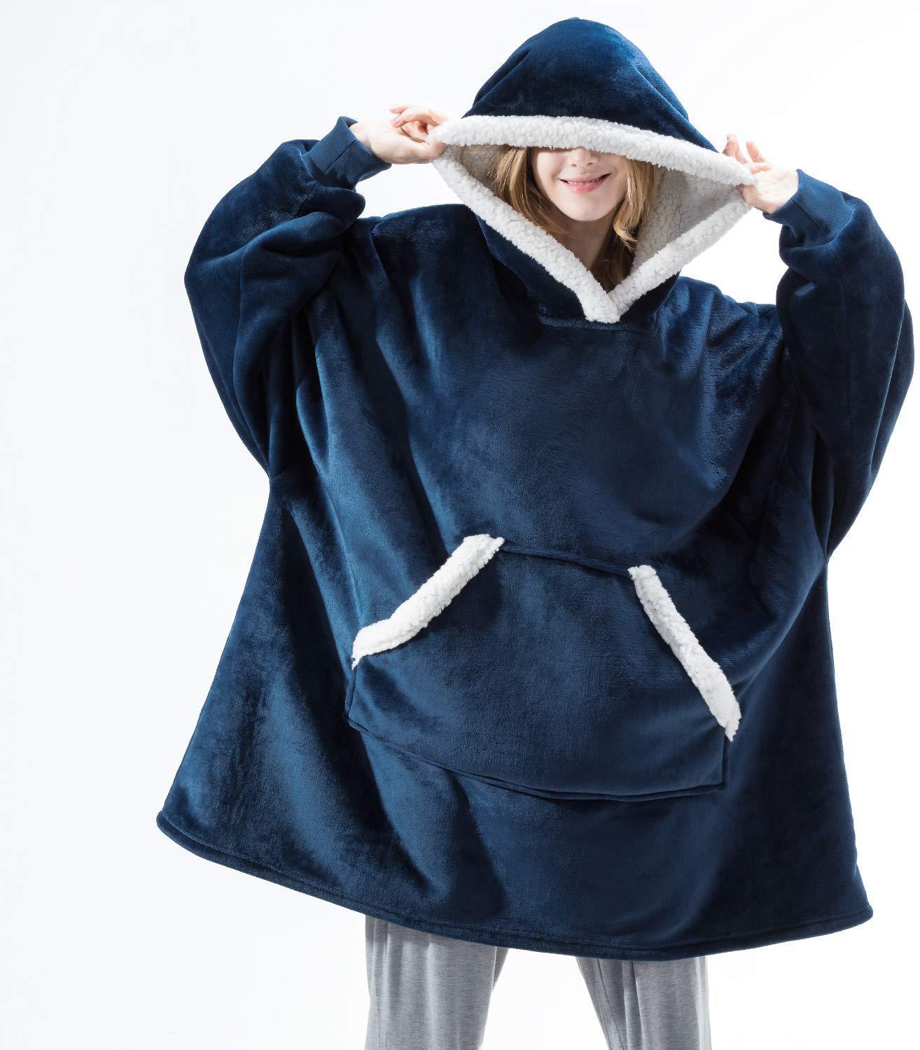 Carlena | Oversize bluza koc premium z kapturem i miękkim sherpa