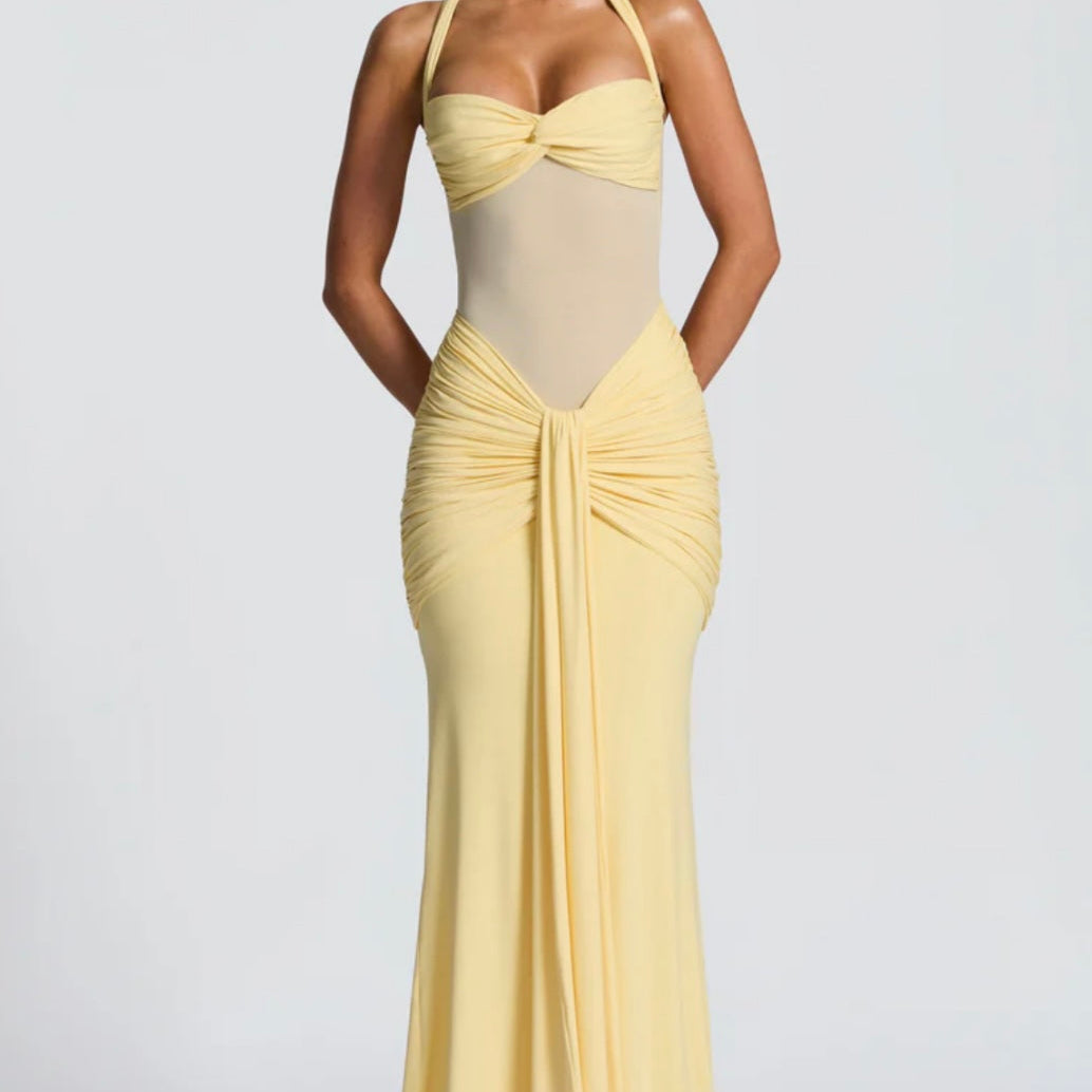 Carlena | Elegancka sukienka maxi z dekoltem halter