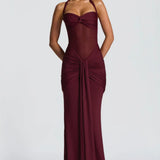 Carlena | Elegancka sukienka maxi z dekoltem halter
