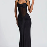 Carlena | Elegancka sukienka maxi z dekoltem halter