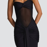 Carlena | Elegancka sukienka maxi z dekoltem halter