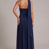 Carlena | Elegancka Sukienka Maxi Bez Ramiączek z Wysokim Rozcięciem i Szalem