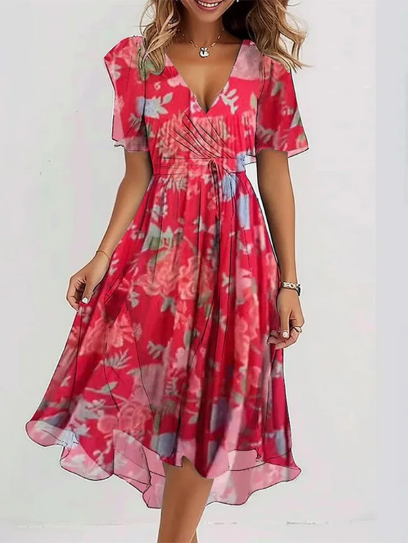 Carlena | Letnia Sukienka Boho-Chic z Kwiatowym Printem