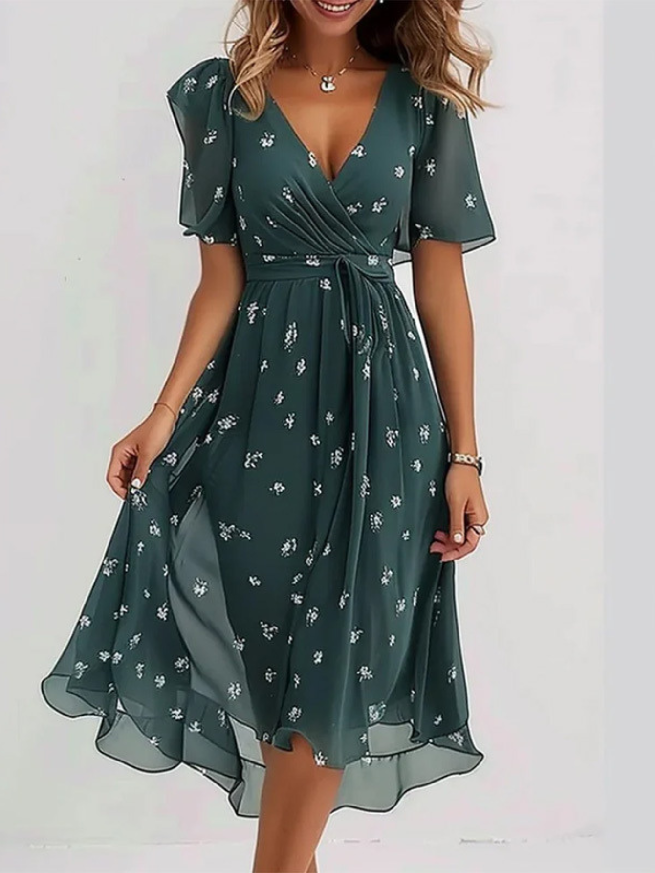 Carlena | Letnia Sukienka Boho-Chic z Kwiatowym Printem