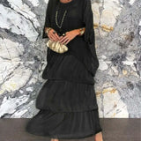 Carlena | Zwiewna sukienka maxi z falbanami maskująca brzuch i zapewniająca komfort