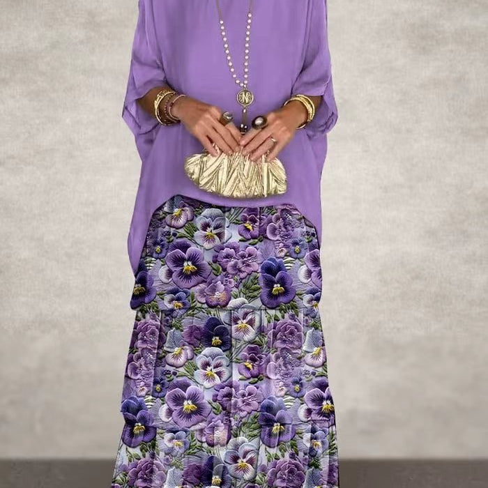 Carlena | Zwiewna sukienka maxi z falbanami maskująca brzuch i zapewniająca komfort