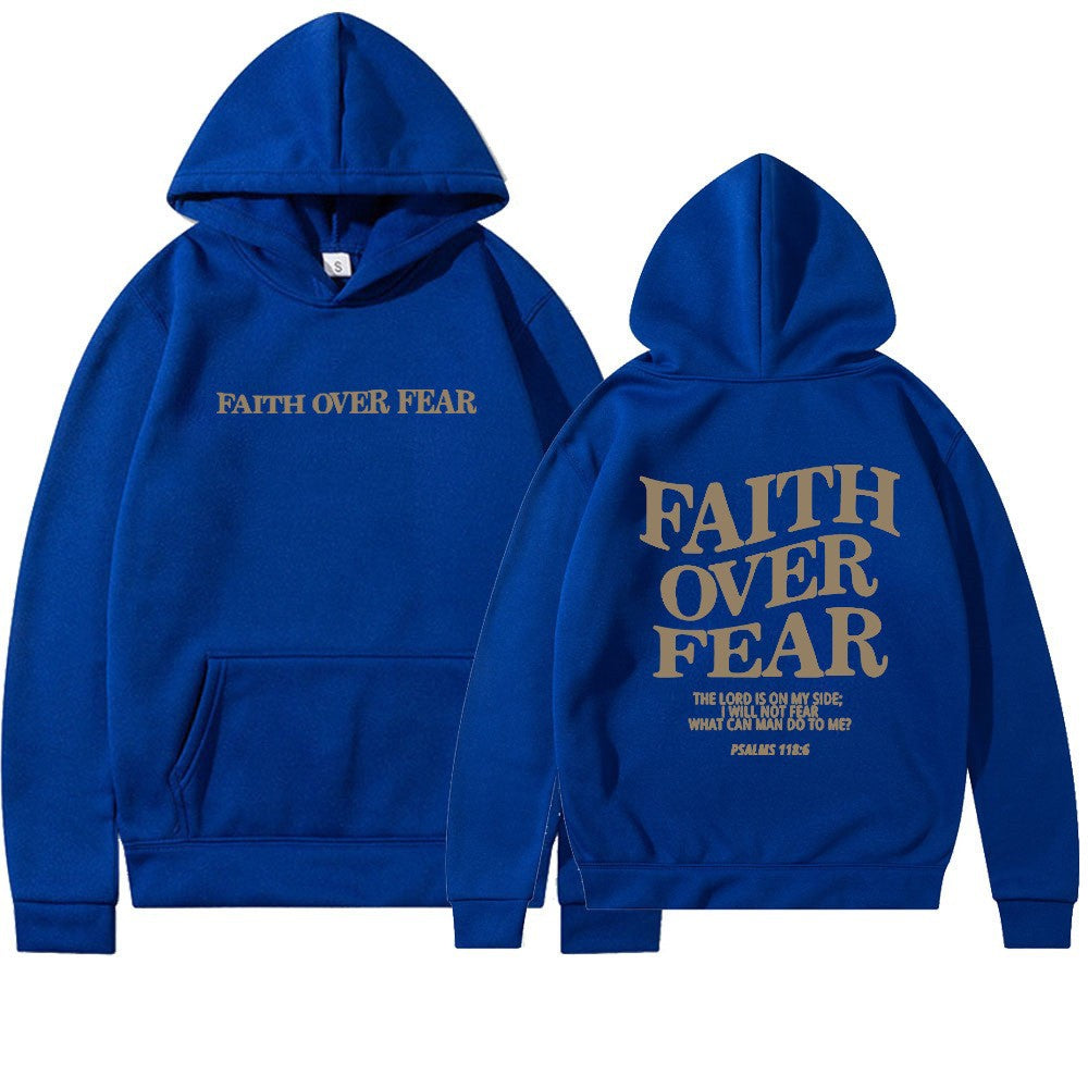Carlena | Bluza damska z nadrukiem Faith Over Fear z kapturem