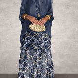 Carlena | Zwiewna sukienka maxi z falbanami maskująca brzuch i zapewniająca komfort