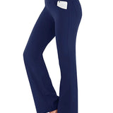 Carlena | Eleganckie spodnie bootcut z wysokim stanem i kieszeniami