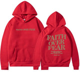 Carlena | Bluza damska z nadrukiem Faith Over Fear z kapturem