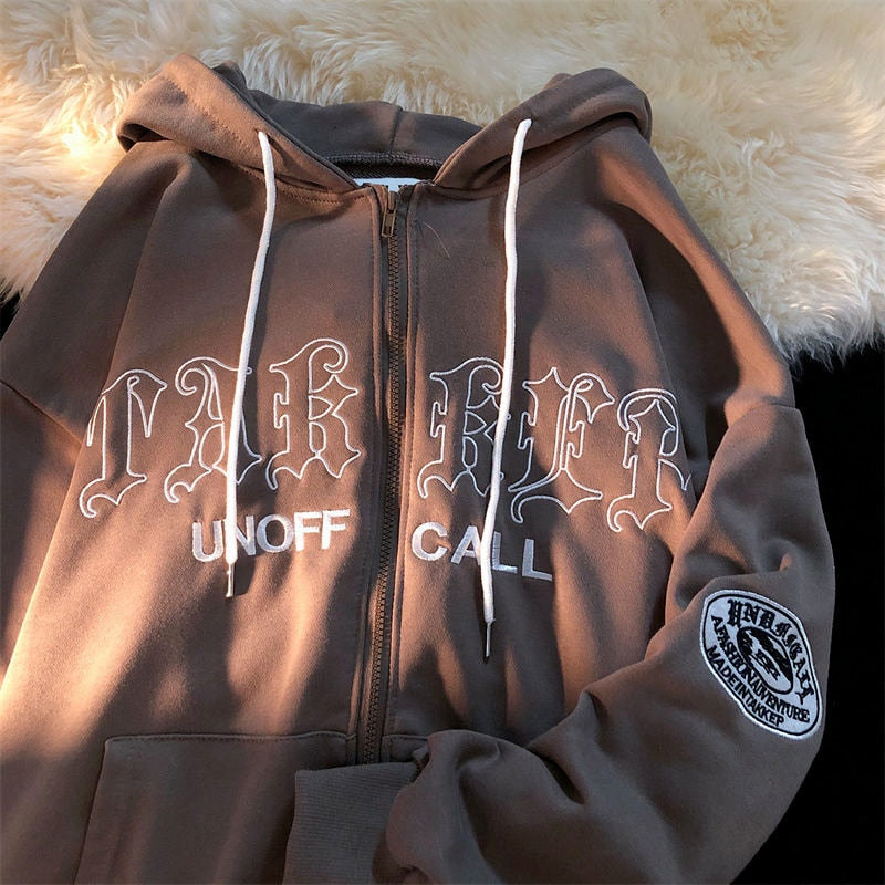 Carlena | Oversize bluza damska z kapturem i zamkiem streetwear