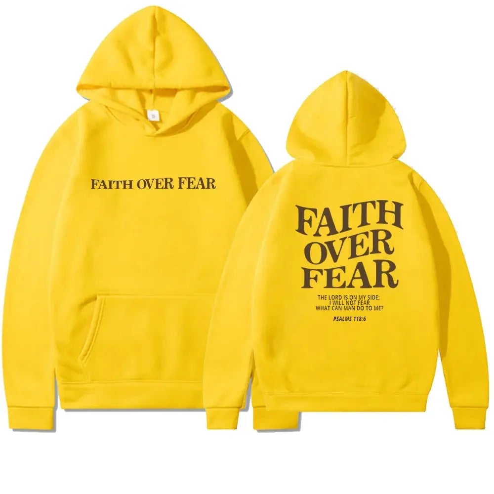 Carlena | Bluza damska z nadrukiem Faith Over Fear z kapturem