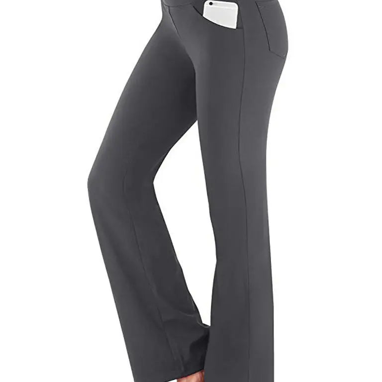 Carlena | Eleganckie spodnie bootcut z wysokim stanem i kieszeniami