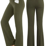 Carlena | Eleganckie spodnie bootcut z wysokim stanem i kieszeniami