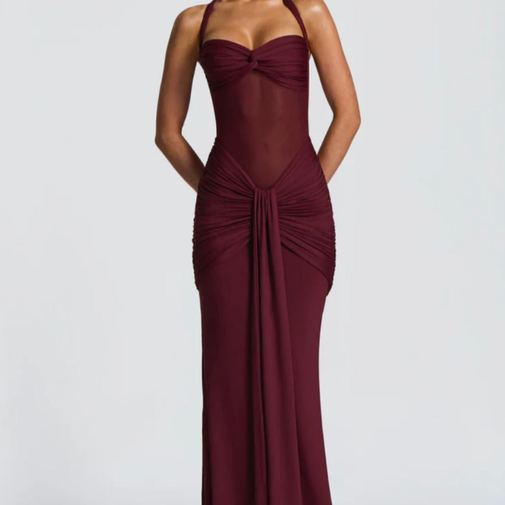 Carlena | Elegancka sukienka maxi z dekoltem halter