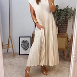 Carlena | Elegancka plisowana sukienka midi z kieszeniami