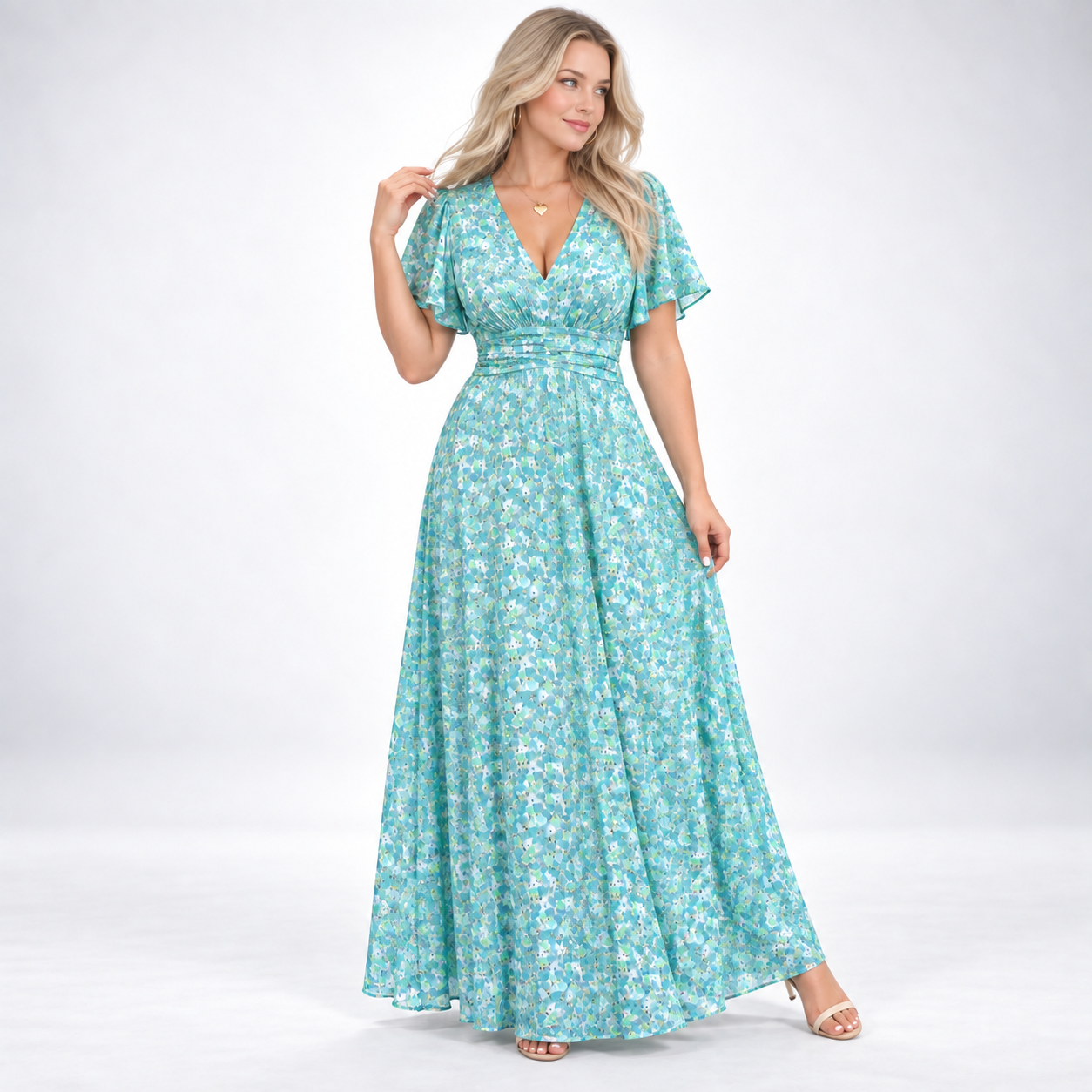 Carlena | Elegancka sukienka maxi z dekoltem w serek | Sabina