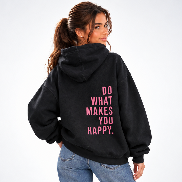 Carlena | Bluza Oversize z Nadrukiem na Plecach