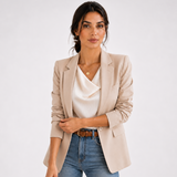 Carlena | Elegancka Taliowana Marynarka z Jednym Guzikiem