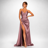 Carlena | Elegancka Sukienka Maxi Bez Ramiączek z Rozcięciem