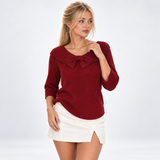 Carlena | Elegancki Sweter z Ozdobną Kokardą