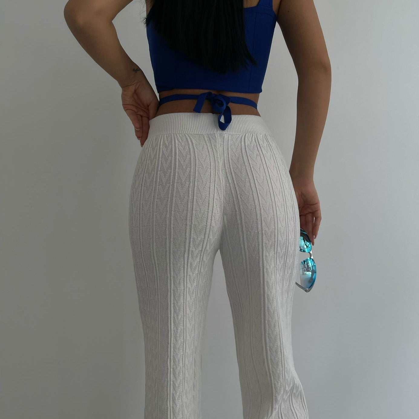 Carlena | Eleganckie białe spodnie szydełkowe dla kobiet