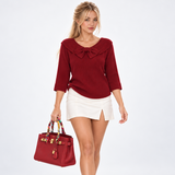 Carlena | Elegancki Sweter z Ozdobną Kokardą