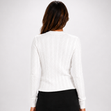 Carlena | Elegancki Sweter z Warkoczowym Wzorem i Zamkiem