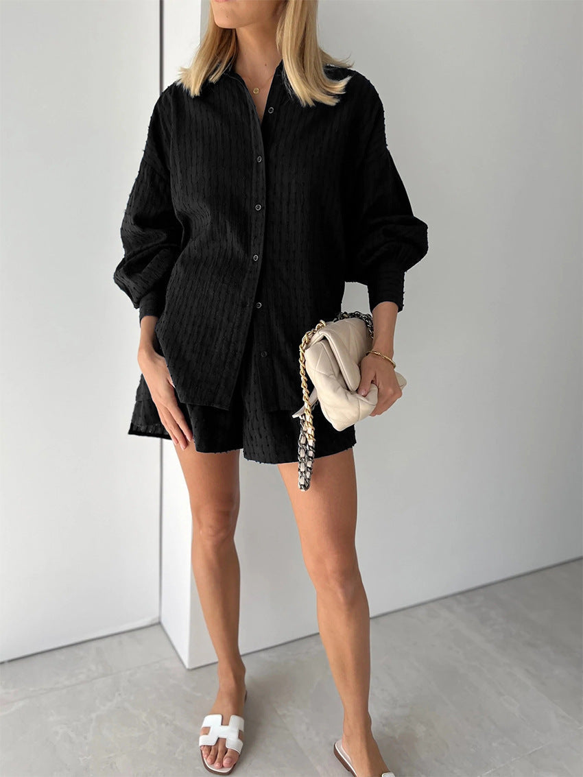 Carlena | Lekki damski komplet z oversize koszulą i szortami | Eliza