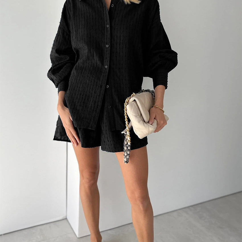 Carlena | Lekki damski komplet z oversize koszulą i szortami | Eliza