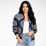 Carlena | Lekka Kurtka Bomber w Kwiatowy Wzór