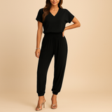 Carlena | Damski kombinezon z dekoltem w serek i elastyczną talią | Beata