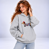 Bluza z kapturem oversize z haftem jamnika szara