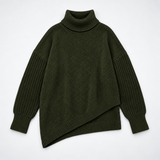 Carlena | Sweter Oversize z Golfem i Asymetrycznym Dołem