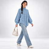 Carlena | Gruby Sweter Oversize z Warkoczowym Splotem