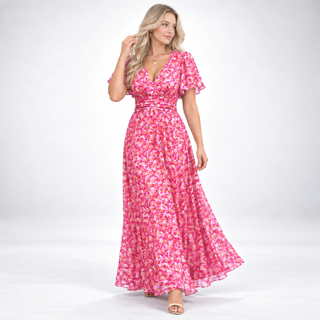 Carlena | Elegancka sukienka maxi z dekoltem w serek | Sabina