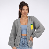 Carlena | Luźny Sweter z Motywem Cytryny