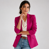 Carlena | Elegancka Taliowana Marynarka z Jednym Guzikiem