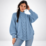 Carlena | Gruby Sweter Oversize z Warkoczowym Splotem