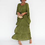 Carlena | Elegancka Sukienka Maxi z Warstwowymi Falbanami i Luźnym Fasonem