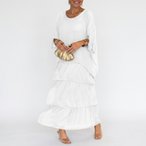 Carlena | Elegancka Sukienka Maxi z Warstwowymi Falbanami i Luźnym Fasonem