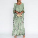 Carlena | Elegancka Sukienka Maxi z Warstwowymi Falbanami i Luźnym Fasonem