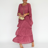 Carlena | Elegancka Sukienka Maxi z Warstwowymi Falbanami i Luźnym Fasonem